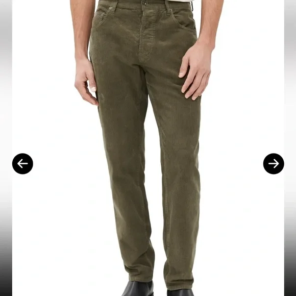 Taylor Stitch Slim All Day Bedford Corduroy Olive Green Straight Pants